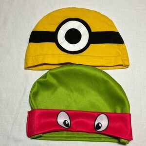 Minions and Rafael Teenage Mutant Ninja Turtle baby hats